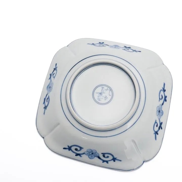 [IMPERIAL HOUSEHOLD PURVEYOR] KUTANI WARE SOMETSUKE PEACH BLOSSOM & BIRD DESIGN / CHOZA YAMAMOTO