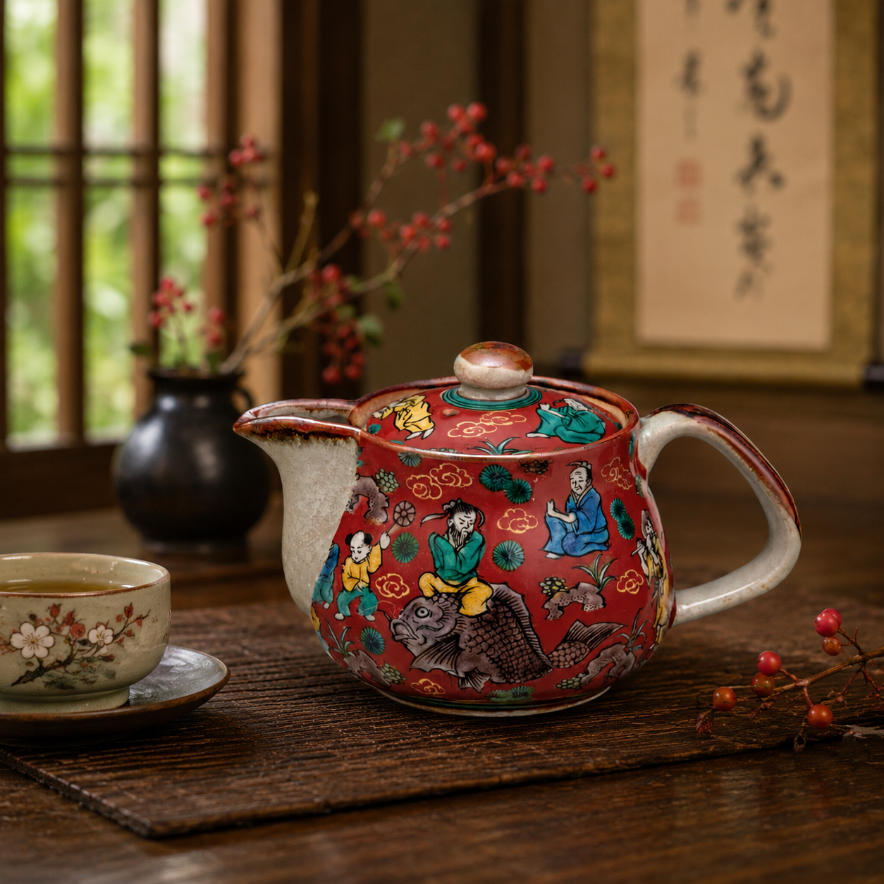 KUTANI JAPANESE TEA POT MOKUBEI /BIZAN KILN
