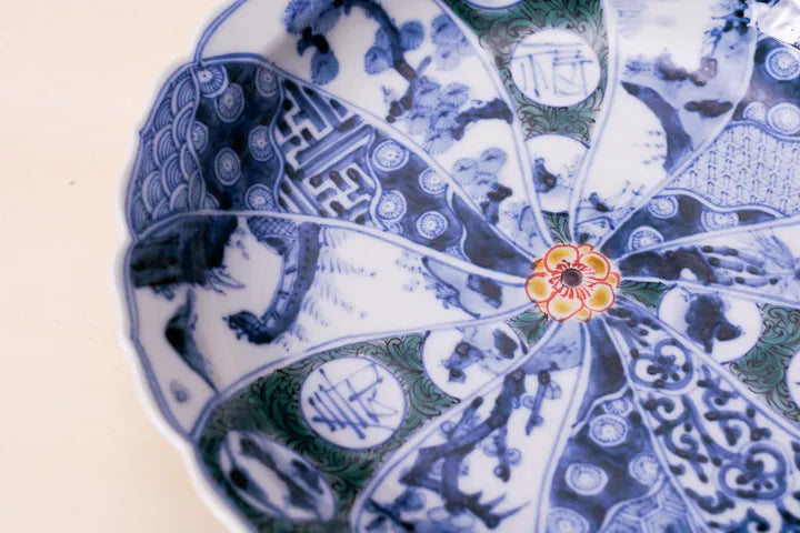 (IMPERIAL HOUSEHOLD KILN) KUTANI WARE PLATE SET “IROE SHONZUI” / CHOZA YAMAMOTO