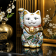 KUTANI WARE LUCKY CAT ‘HANA RYU’ – HAND-PAINTED MANEKI NEKO / TAKA TOSHIFUMI