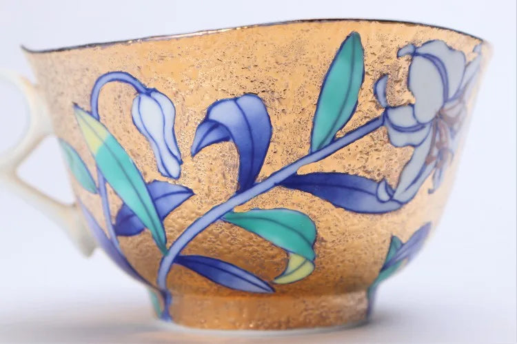 KINRYU KILN ARITA KIN-SAI YURI COFFEE CUP (WITH WOODEN BOX)