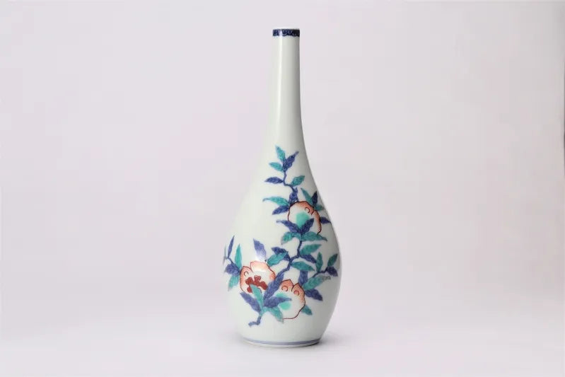 ARITA WARE POMEGRANATE DESIGN FLOWER VASE – IMAEMON KILN | JAPANESE PORCELAIN ART