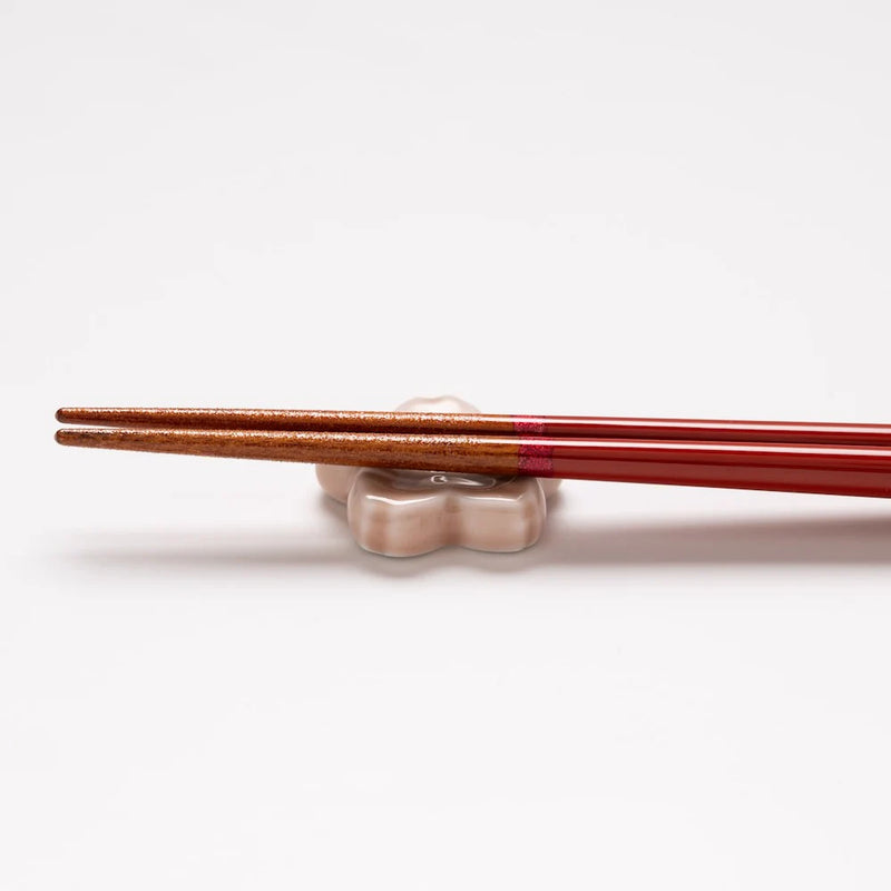 WAKASA-NURI CHOPSTICKS PAIR “SAKURA BLOOM” SAKURA & MT. FUJI PAIR WITH RAKUGAN CHOPSTICK RESTS