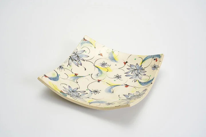 KUTANI WARE SQUARE PLATE AYAKA BLUE /KOKUZOU KILN