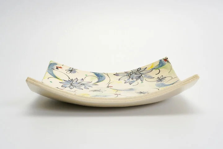 KUTANI WARE SQUARE PLATE AYAKA BLUE /KOKUZOU KILN