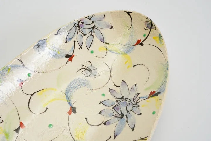 KUTANI WARE OVAL PLATE AYAKA BLUE / KOKUZOU KLIN