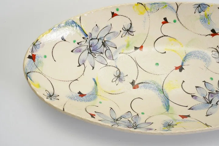 KUTANI WARE OVAL PLATE AYAKA BLUE / KOKUZOU KLIN