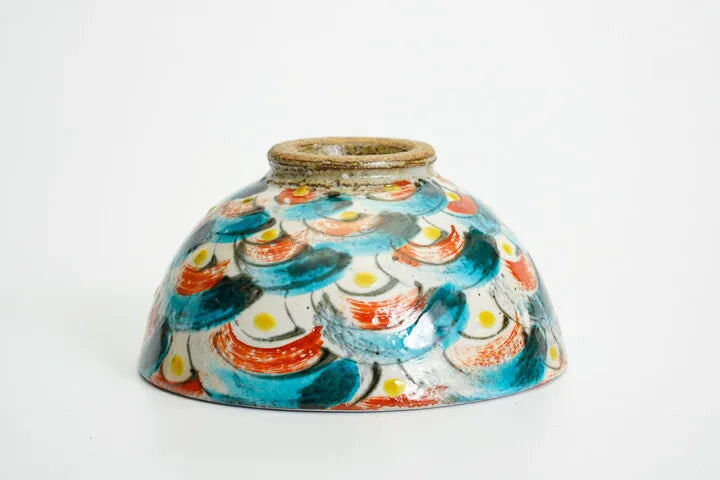 KUTANI JAPANESE SINGLE RICE BOWL - TRADITIONAL INDIGO BLUE SEIGAIHA PATTERN/ KOKUZOU KLIN