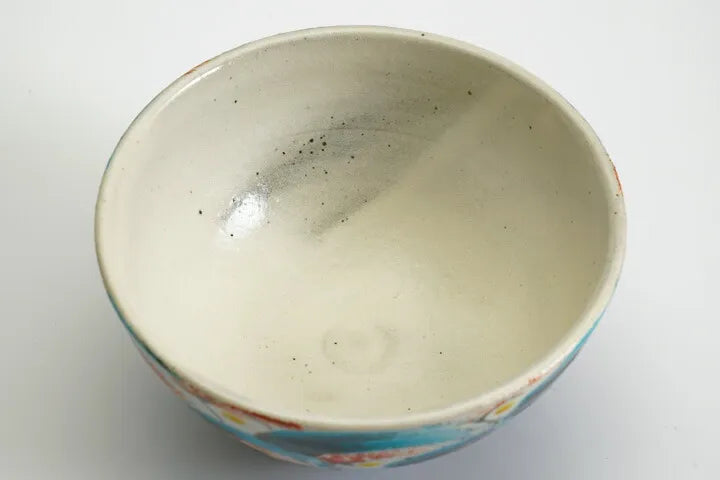 KUTANI JAPANESE SINGLE RICE BOWL - TRADITIONAL INDIGO BLUE SEIGAIHA PATTERN/ KOKUZOU KLIN