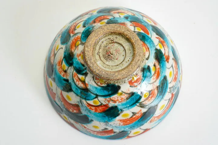 KUTANI JAPANESE SINGLE RICE BOWL - TRADITIONAL INDIGO BLUE SEIGAIHA PATTERN/ KOKUZOU KLIN