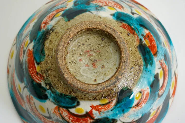 KUTANI JAPANESE SINGLE RICE BOWL - TRADITIONAL INDIGO BLUE SEIGAIHA PATTERN/ KOKUZOU KLIN