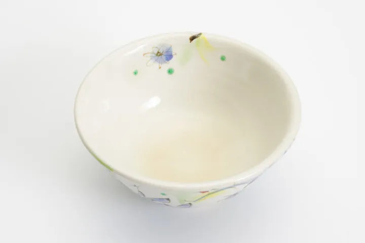 KUTANI WARE SET OF RICE BOWLS - SAIKA (COLORFUL FLORAL DESIGN), KOKUZOU KILN, JAPANESE CERAMIC BOWLS