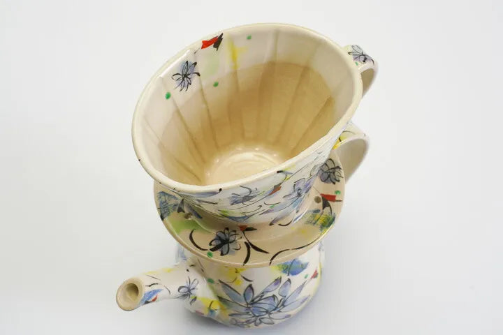 KUTANI WARE COFFEE DRIPPER & POT “SAIKA BLUE” – KOKUZOU KILN (WITH GIFT BOX)