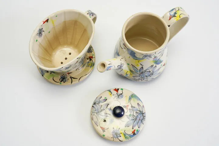 KUTANI WARE COFFEE DRIPPER & POT “SAIKA BLUE” – KOKUZOU KILN (WITH GIFT BOX)