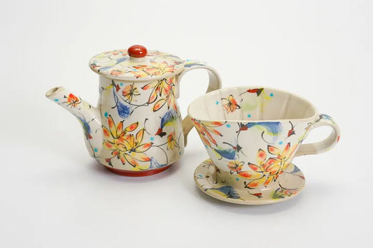 KUTANI WARE COFFEE DRIPPER & POT “SAIKA RED” – KOKUZOU KILN (WITH GIFT BOX)