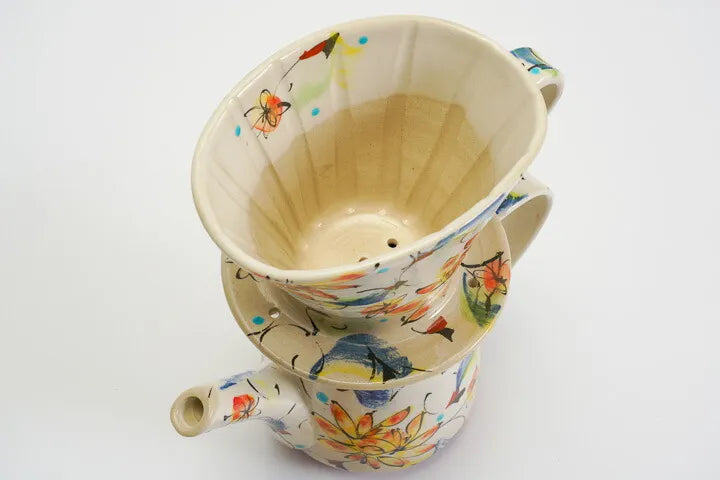 KUTANI WARE COFFEE DRIPPER & POT “SAIKA RED” – KOKUZOU KILN (WITH GIFT BOX)