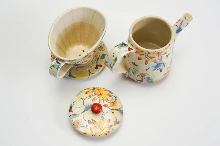 KUTANI WARE COFFEE DRIPPER & POT “SAIKA RED” – KOKUZOU KILN (WITH GIFT BOX)