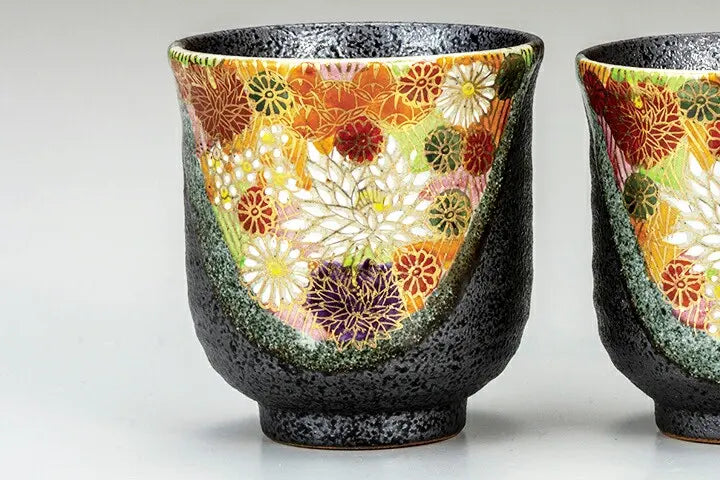 KUTANI WARE YUNOMI SET JAPANESE TEACUP (KINKAZUME)
