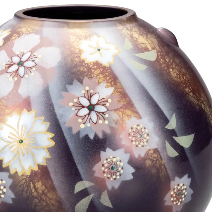 JAPANESE FLOWER VASE KUTANI DANCE OF SUNLIT FLOWERS