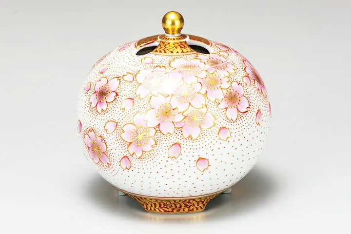 KUTANI WARE INCENSE BURNER KINRANTE SAKURA / YOSHINORI FUKUDA