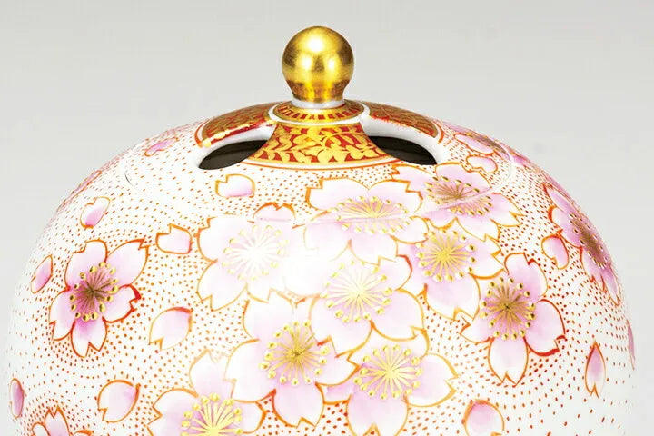 KUTANI WARE INCENSE BURNER KINRANTE SAKURA / YOSHINORI FUKUDA
