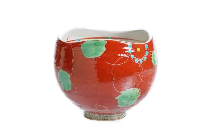 KUTANI WARE IPPUKU BOWL AKAMAKI HANA URARA/KOKUZOU KILN