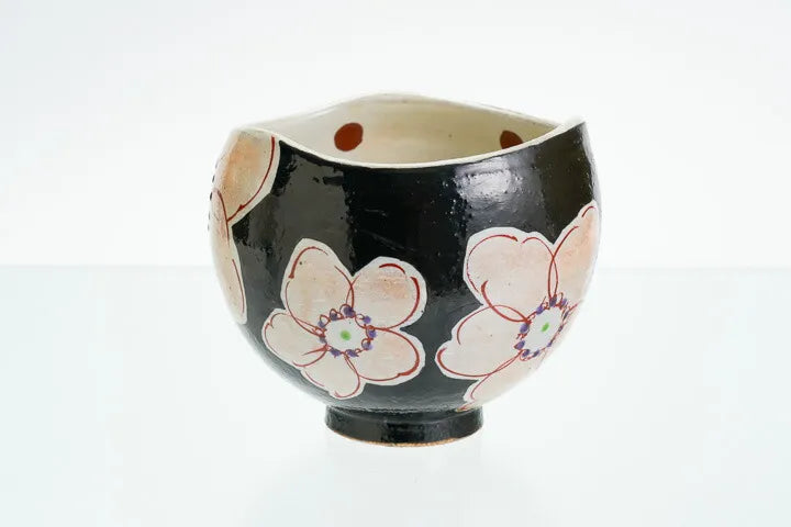 KUTANI WARE IPPUKU BOWL KURO HANA URARA/KOKUZOU KILN