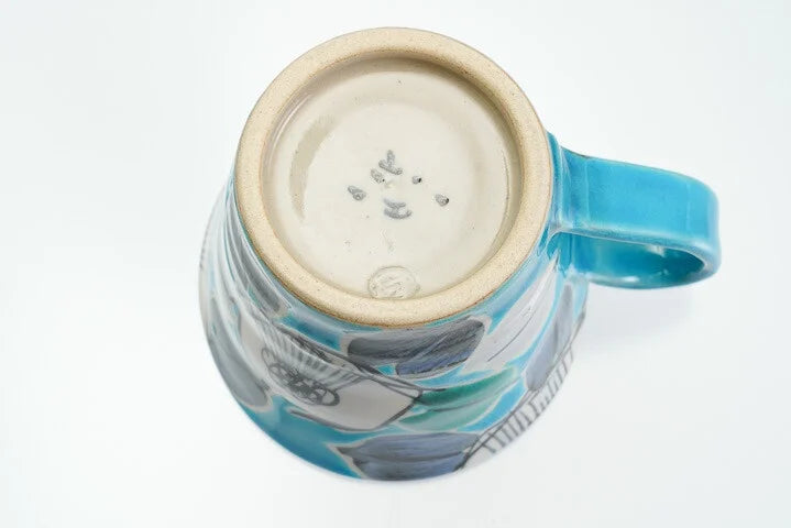 KUTANI WARE MUG CUP KOZOME TUBAKI BLUE /KOKUZOU KLIN