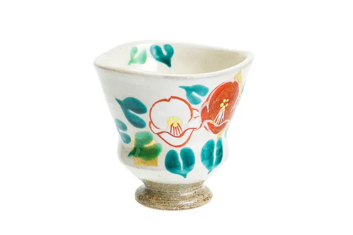KUTANI JAPANESE YUNOMI GOLD LEAF CAMELLIA/KOKUZOU KLIN
