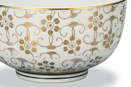 KUTANI WARE DONBURI BOWL SHIROCHIBU TESSEN (WHITE DOTTED CLEMATIS)