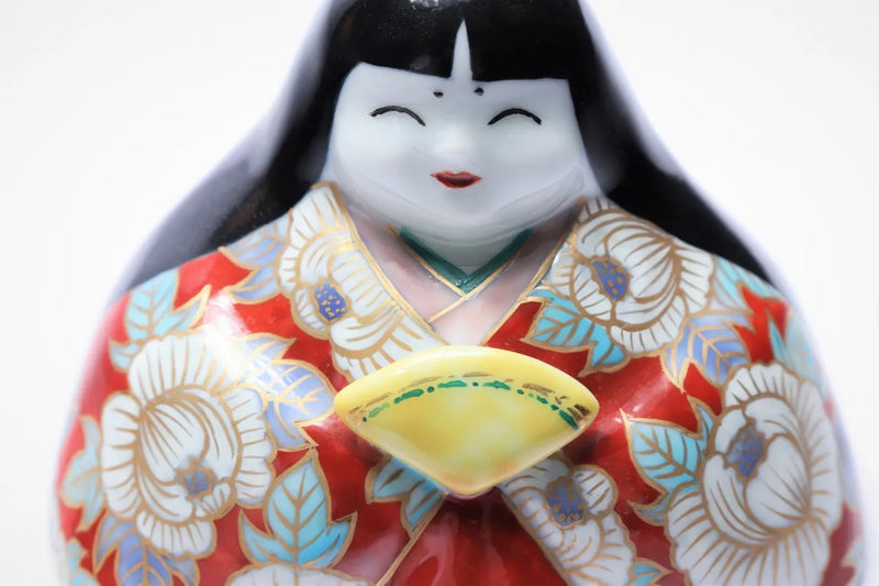 ARITA WARE HINA DOLLS “PEONY” WITH GOLD SCREEN & DISPLAY BASE / KOSUZU TOGEI