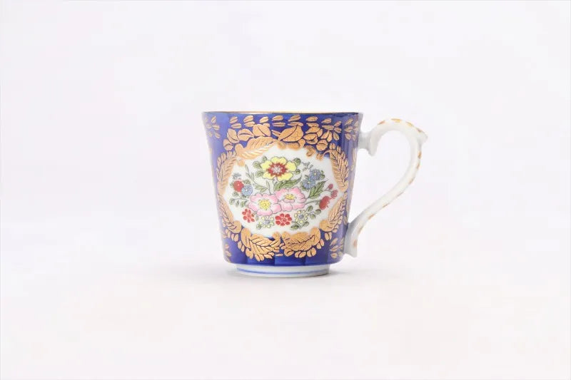 ARITA PORCELAIN VERSAILLES DEMITASSE - NISHIKI GLOSSY BLACK, TRADITIONAL JAPANESE CERAMIC BY KOURAKU KILN