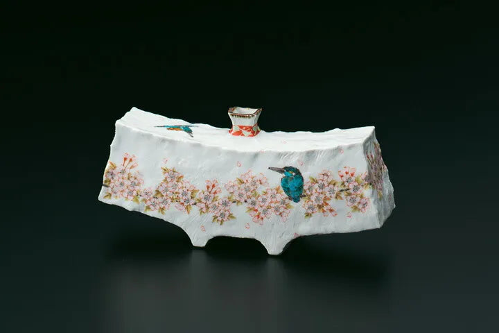 JAPANESE FLOWER VASE KUTANI SPRING BREEZE/ TOSHITO NAKAMURA