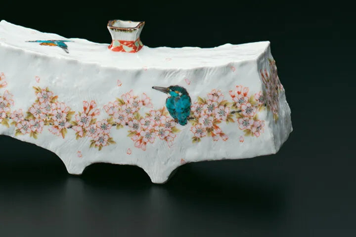 JAPANESE FLOWER VASE KUTANI SPRING BREEZE/ TOSHITO NAKAMURA