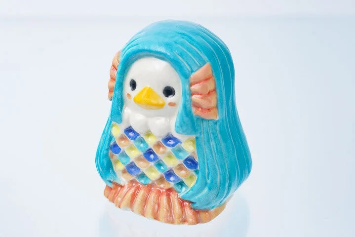 JAPANESE KUTANI WARE EPIDEMIC PROTECTION! AMABIE FIGURINE – LIGHT BLUE|TRADITIONAL JAPANESE CRAFT FIGURINE