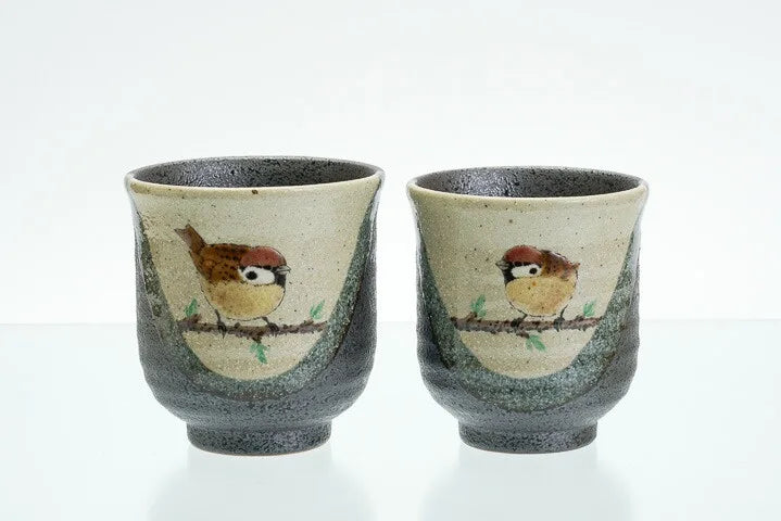 KUTANI WARE YUNOMI SET FUKUJAKU-ZU /TOSHITO NAKAMURA