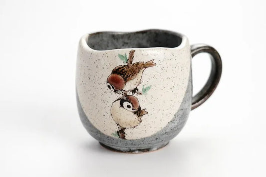 KUTANI WARE MUG “TWO SPARROWS” (VERTICAL DESIGN) / TOSHITO NAKAMURA