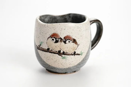 KUTANI WARE MUG “TWO SPARROWS” (HORIZONTAL DESIGN) / TOSHITO NAKAMURA
