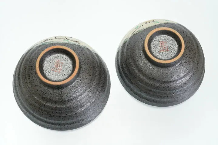 KUTANI WARE SET OF RICE BOWLS LUCKY SPARROWS