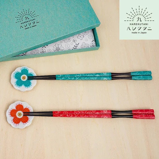 JAPAN KUTANI CHOPSTICK RESTS [RED & GREEN] / HARE-KUTANI