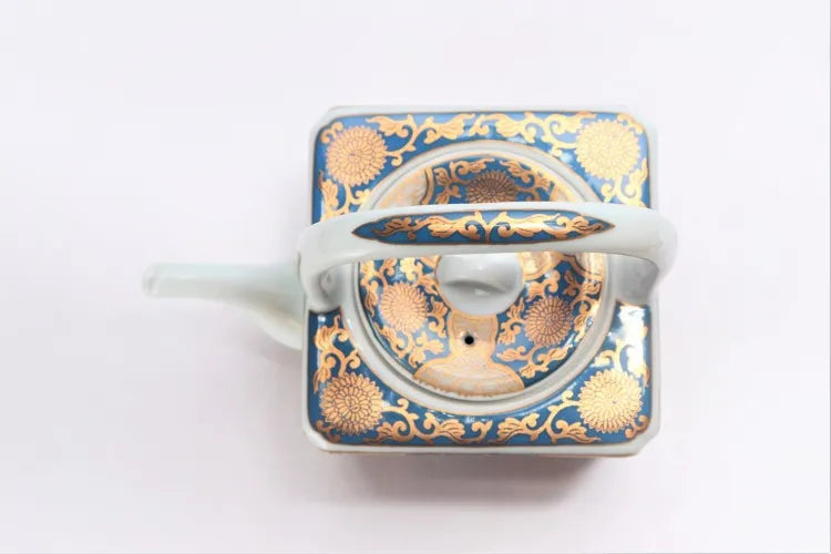ARITA WARE TOSO SAKE SET “BLUE & GOLD CHRYSANTHEMUM DESIGN / TOKKO KILN