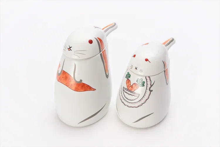 ARITA WARE  SOY SAUCE DISPENSER WITH “NISHIKI RABBIT” DESIGN (KOURAKU KILN)
