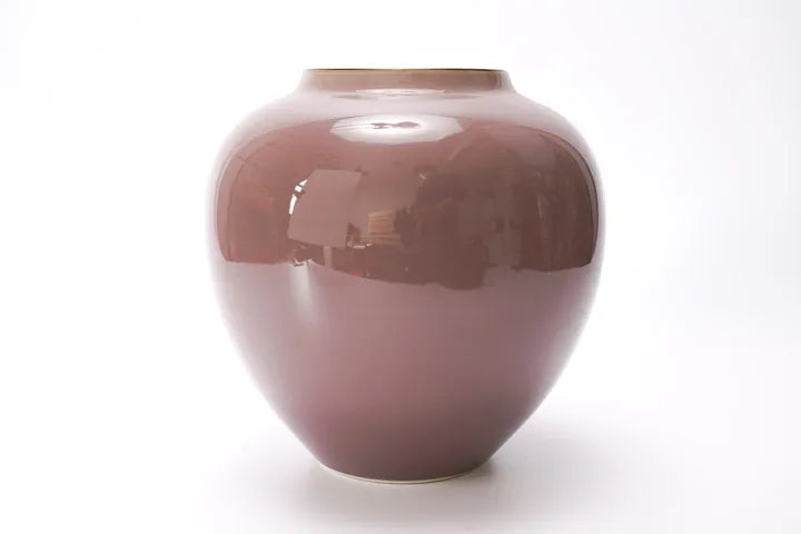 JAPANESE FLOWER VASE KUTANI CAMELLIA IN GOLD LEAF