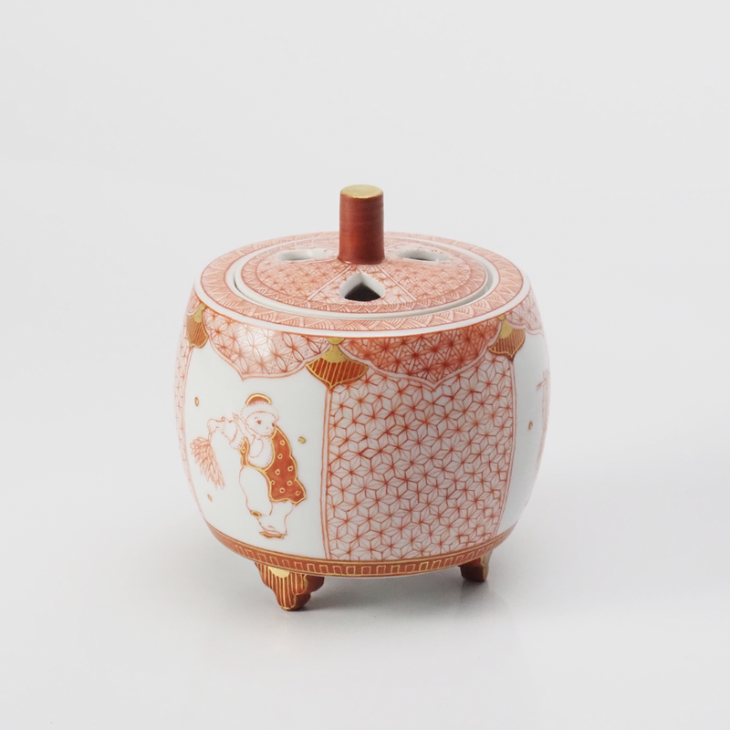 KUTANI WARE INCENSE BURNER  KARAKO MOTIF/REIKO FUKUSHIMA