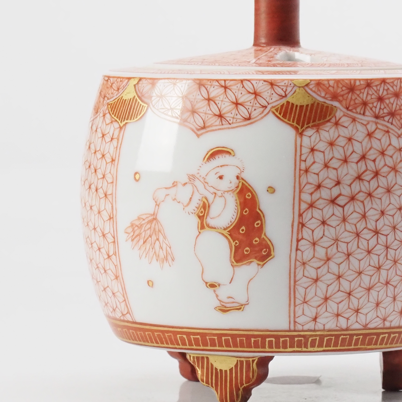 KUTANI WARE INCENSE BURNER  KARAKO MOTIF/REIKO FUKUSHIMA