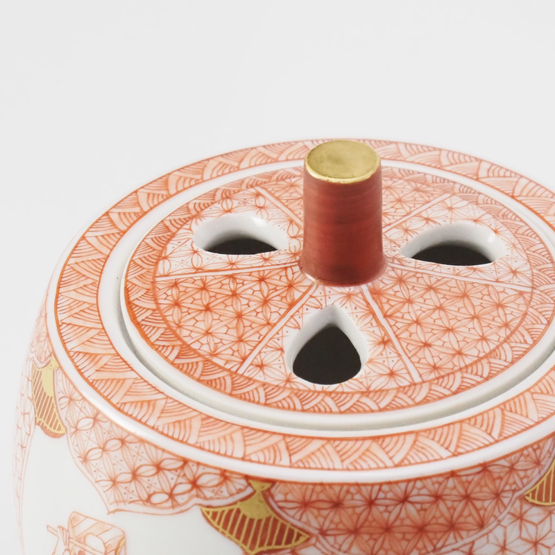 KUTANI WARE INCENSE BURNER  KARAKO MOTIF/REIKO FUKUSHIMA