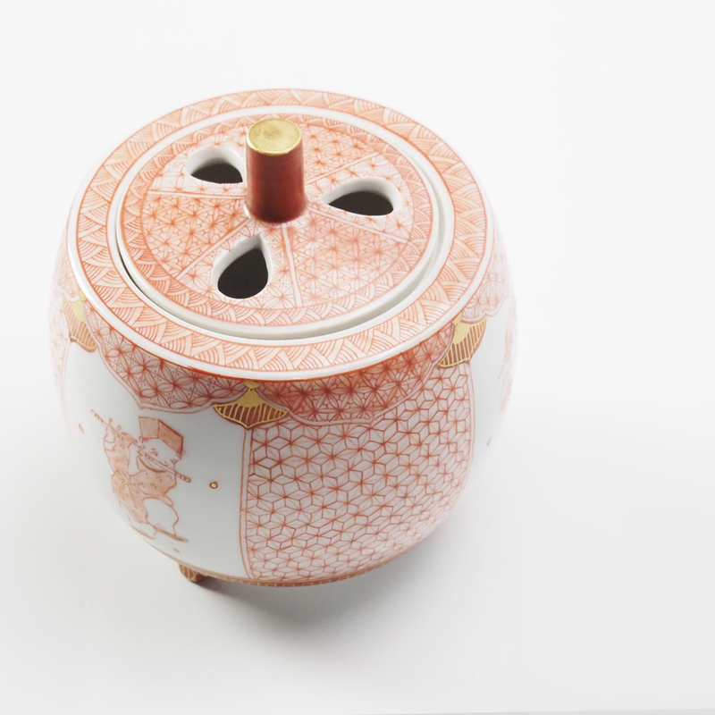 KUTANI WARE INCENSE BURNER  KARAKO MOTIF/REIKO FUKUSHIMA