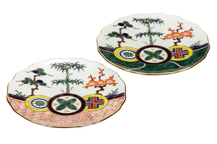 KUTANI WARE PLATE SET SHOCHIKUBAI
