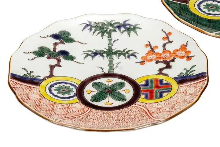 KUTANI WARE PLATE SET SHOCHIKUBAI