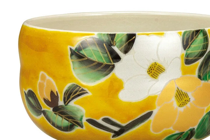 KUTANI WARE MATCHA BOWL CHAWAN YOSHIDAYA CAMELLIA